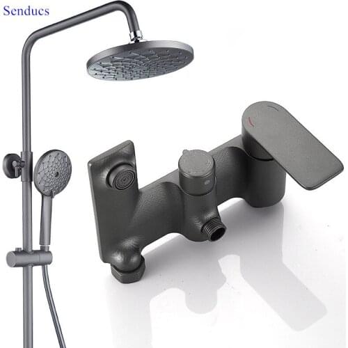 Round Bathroom Faucet Shower System Delicate Stainless Steel Hose Hot and Cold Bathroom Shower Faucet Mixer with Lifting Bar