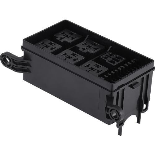ECM0034whs Universal Black 6-Way Fuse Relay Holder Box Socket with 41pcs pins for Auto Car SUV Off-Road Pickup Truck