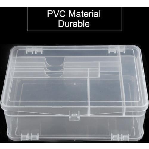 Nail Art Storage Case Double-sided Rhinestones Gems Beads Accessories Clear Plastic Empty Container Two Layers Organizer Box