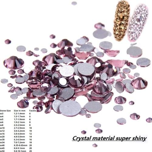 Non Hotfix Crystal Rhinestones Flatback Light Amethyst SS3-SS34 Glue On Strass Diamond Glass Chatons For Jewelry Making Supplies