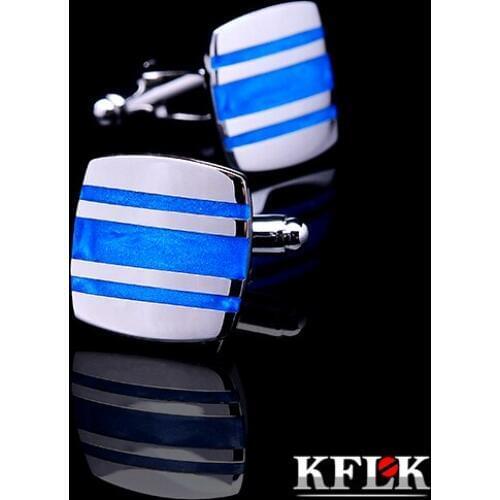 KFLK 2020 Luxury shirt cufflink for mens Brand cuff button wedding enamel cuff link High Quality Blue abotoaduras Jewelry