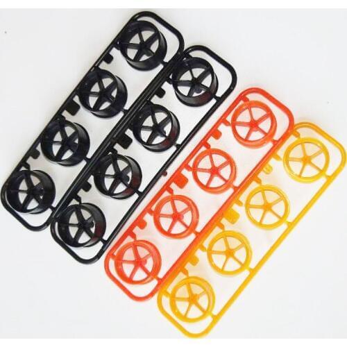 Large Dia. Wheel Light Weight Five-jawed Wheel Spare Parts For 94780 Tamiya Mini 4WD Car Model Black/Red/Blue/Clear