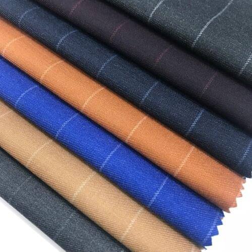 Suit Fabric Tr Strip Elastic Strip Shuttle Woolen Fabric Fabric Uniform Fabric Vertical Stripe Spring and Autumn Suit