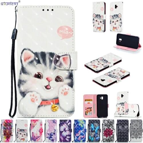 Full Cover For Samsung Galaxy J6+ J6 Plus 2018 Leather Case SM-J610FN/DS SM-J610F/DS Cute 3D Painting Flip Cases SM J610FN/DS