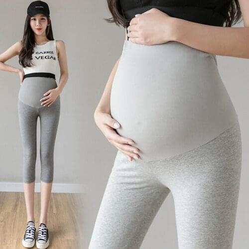 Summer Thin Stretch Cotton Maternity Yoga Pants High Waist Belly Skinny Legging for Pregnant Women Sports Casual Capris