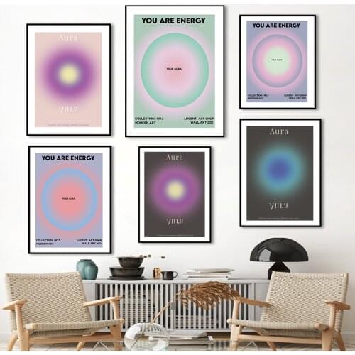 Fashion Halo Spirit Psychedelic Gradient Wall Art Canvas Painting Nordic Posters And Prints Wall Pictures For Living Room Decor
