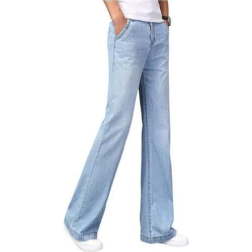 Jeans men 2021 new slim big flared micro pants mens classic dark blue motorcycle jeans