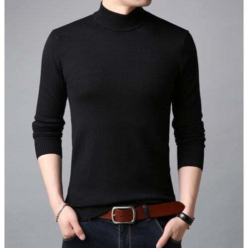 Winter Brand Men Cotton Sweaters High Neck Thick Warm Sweater Turtleneck Slim Fit Pullover Knitwear Male Warm Solid Clothes