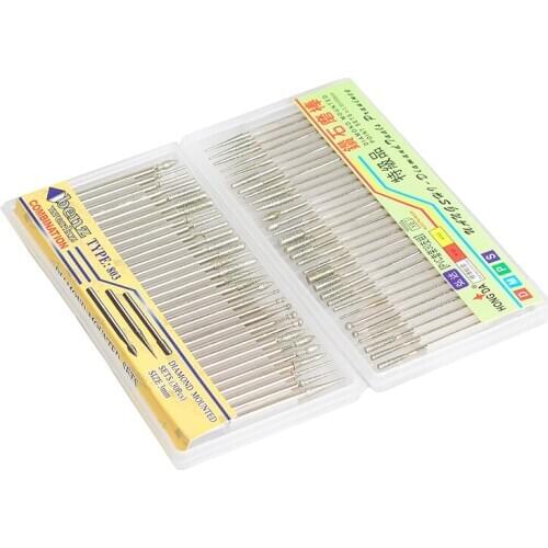 30 Pcs Bur Diamond Grinding Head Set Coated Carving Burrs Rotary Tool Bit Grit 120 Shank 2.35/3mm for Dremel Tools Accessories