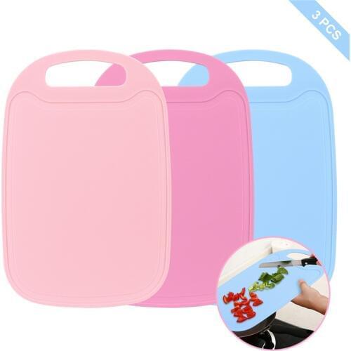 3Pc Set Plastic Frosted Chopping Cutting Board Non-slip Handle Hang Hole Food Vegetable Meat Slice Cut Kitchen Cooking Tools