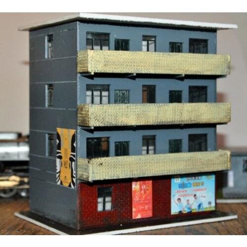 New 1:87 HO Scale Railway Four-story Building Room DIY Sand Table Assemble Building Model 11.5*9.5*13.9cm for Children Adults