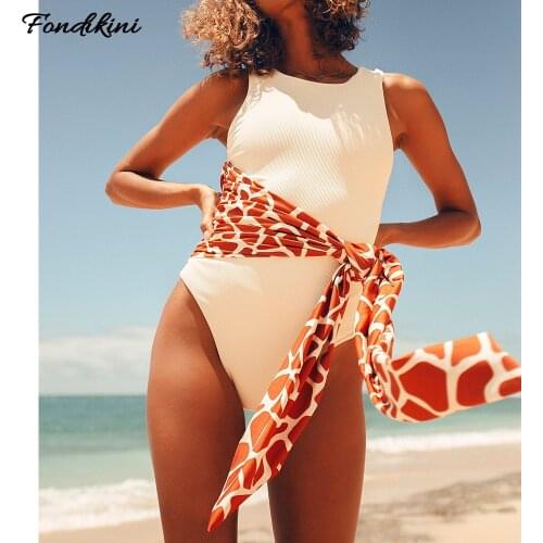 2021 New Solid Color Threaded Fabric Swimsuit With Belt One Piece Swimwear Women Push Up Monokini Female Brazilian Bathing Suit