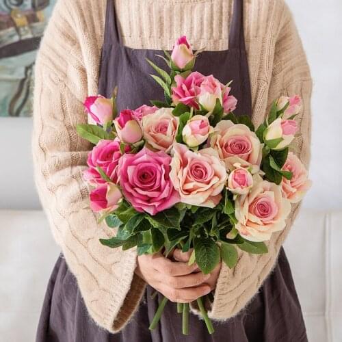 Single rose artificial flower wedding decoration Street Flower wall flower arrangement wedding decoration props silk flower