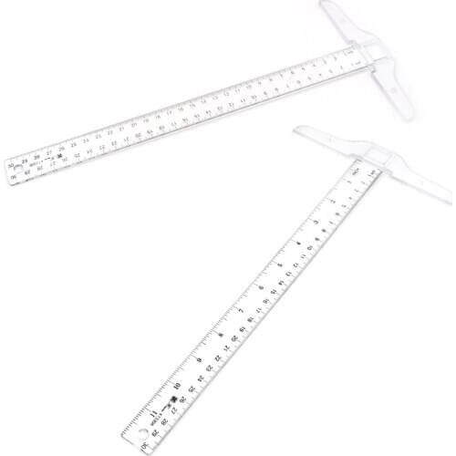 30cm Plastic T Shape Ruler Clear Transparent Measurements Straight Ruler Measure Tool