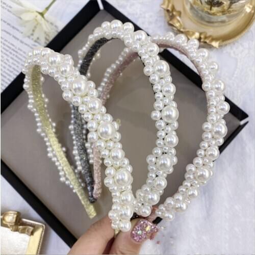 Fashion hair accessories womens pearl headband princess flower non-slip hairbands headband wild lovely girl hair band headwear