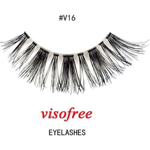 Visofree Lashes Fashion Soft 100% Human Hair False Eyelashes Adhesives Glamour Natural Long Eye lashes Makeup Beauty Lash V16
