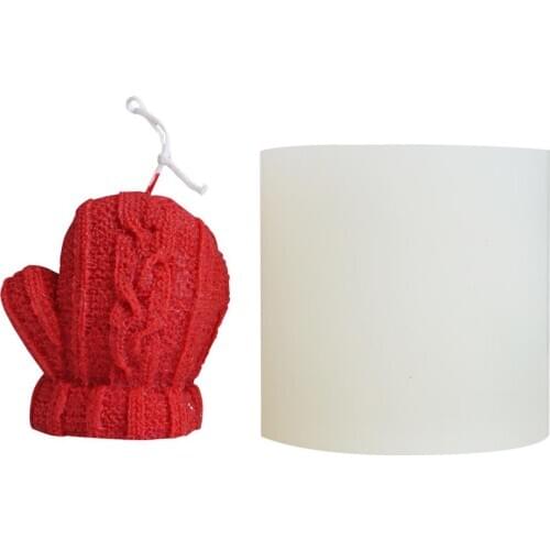 Christmas Red Woolen Gloves Scented Candle Mould Sweater DIY Bride Wax Silicone Resin Epoxy Molds Handmade Home Aromatherapy