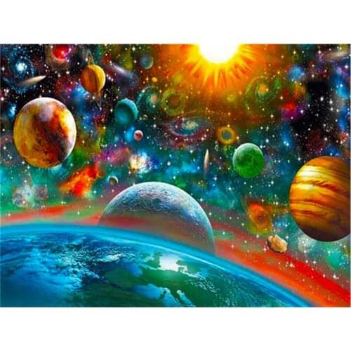 Universe Space Landscape DIY 11CT Embroidery Cross Stitch Kits Needlework Craft Set Printed Canvas Cotton Thread Wholesale