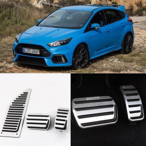 Savanini 3pcs Aluminium Non Slip Foot Rest Fuel Gas Brake Pedal Cover For Ford Focus 2008-2017 AT