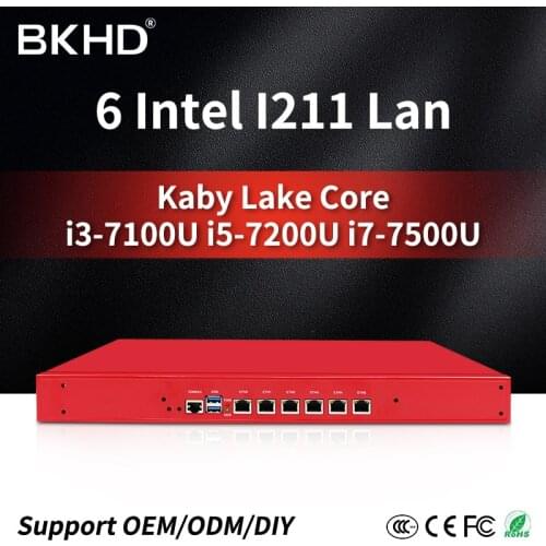 Intel I7 7500U I5 7200U I3 7100U pfsense 1U Rack-mounted 6 Gigabit Lan VPN Router,Support AES NI,PFsense,Firewall,Openwrt X86
