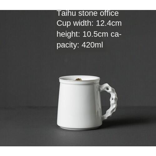 Sweet Ceramic Whiteware Tea Cup Lard White Filter Tea Cup Mug Custom Household Ceramic Cup with Lid Travel Mug Tea Mug Cute Cup