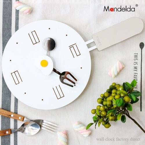Mandelda Modern Design Home Decor Cutlery Wall Clock Fine Finish Accurate Commercial Electric Wall Clocks for Kitchen