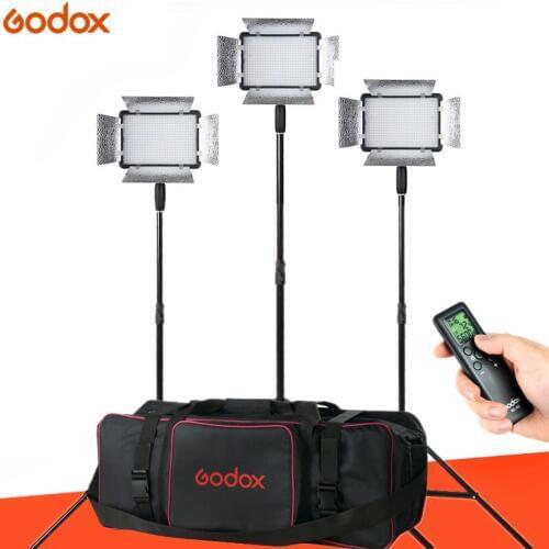 Free DHL Godox LED Light 3X LED500LRC 3300-5600K Video Light + 200cm Light Stand + CB-05 Carry Bag Video Studio Lights