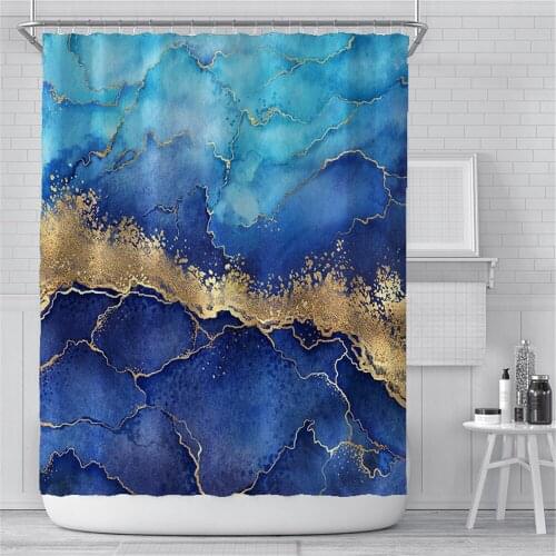 Bathroom Waterproof Shower Curtain Simple Geometric Pattern Printing Polyester Home Decoration Curtain with Hook