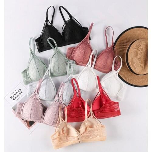 Women Lace Bra Wirefree Gathering Bralette Underwear Seamless Push Up Padded Shockproof Sexy Brassiere Female Intimates