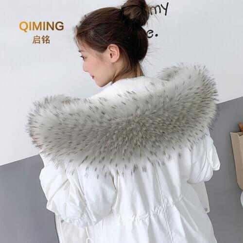 New Faux Raccoon Fur Scarf Winter Hood Fur Decor Shawl Multicolor luxury Fake Fur Scarf Winter Women Coat Warm Fur Collar