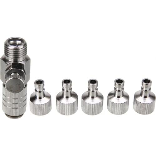 1 Set Airbrush Quick Release Coupling Disconnect Adapter Alloy Metal 1/8 inch Plug Fitting + 4pcs Male and Female Fitting