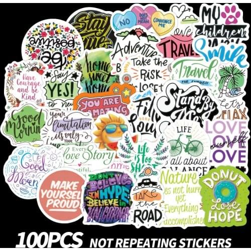 100pcs/pack Inspirational Classics Graffiti Stickers For Car Helmet DIY Gift Box Bicycle Guitar Notebook Skate Trunk
