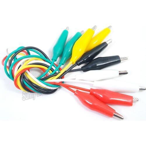 10X 22AWG Double-ended Alligator Clip Lead Test Probe Jumper Electrical Copper Wire Clamps