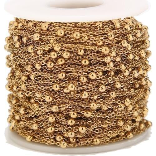 3MM width Women Wholesale in Bulk Silver Stainless Steel Rolo Chain Beads chains for jewelry making