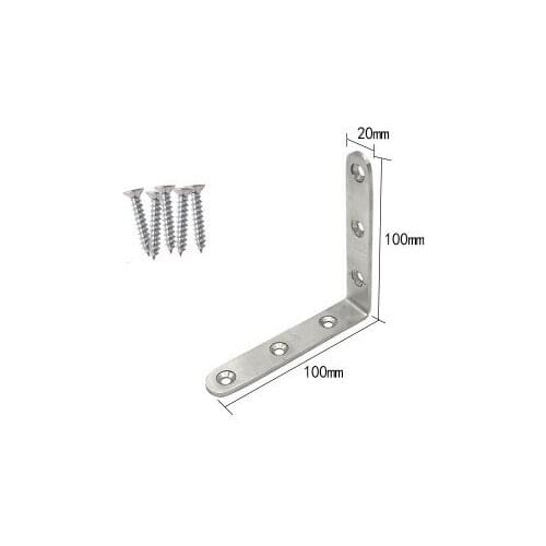 4Pcs 100*100*20mm Stainless Steel 90 Degree Angle Bracket L type Wall Furniture Shelf Brackets