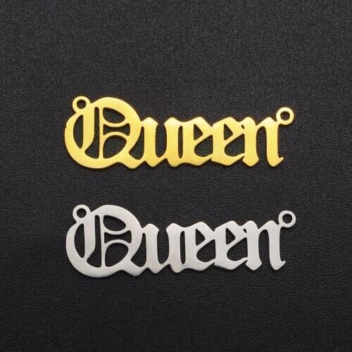 5pcs/lot 100% Stainless Steel Queen DIY Charm Pendant for Necklace Wholesale OEM Order Accepted Jewelry Bracelet Making Charms