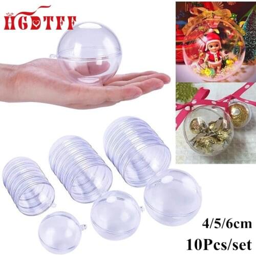 5Pcs Christmas Tree Hanging Decorations Ball Clear Plastic Round Ball Fillable Christmas Decorations and Ornaments Party Decor