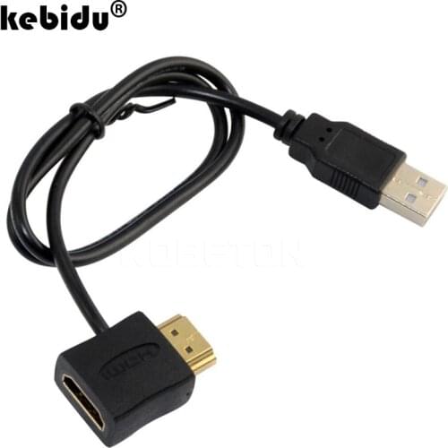 HDMI-compatible Male to Female Power Adapter Connecting Wire 0.5 Cord Converter with 50cm USB 2.0 Charger Power Supply Cable