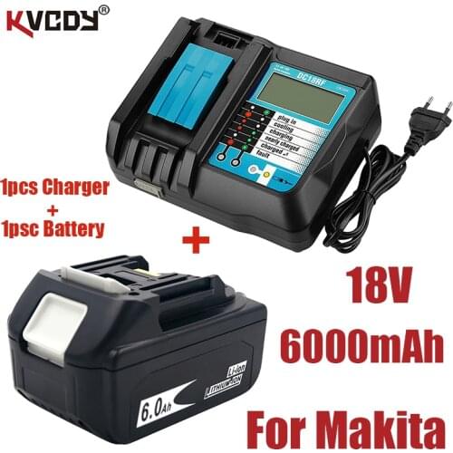 New bl1860 rechargeable battery 18V 6000mah Makita Li ion 18 V battery bl1840 bl1850 bl1830 bl1860b LXT 400 + charger