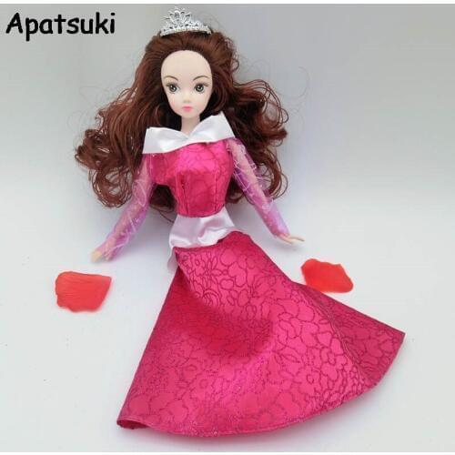 Doll Accessories Red Clothes For Barbie Doll Sleeping Beauty Cosplay Costume Princess Aurora Dresses For 1/6 BJD Dolls