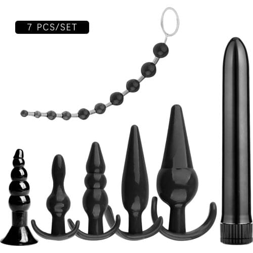EXVOID 7PCS Vagina Anus Dilator Butt Plug Dildo Vibrator Sex Toys for Men Women Anal Beads Anal Plug G-spot Massager Silicone
