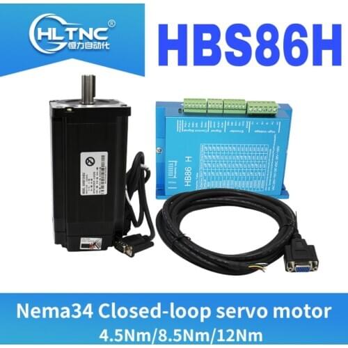 Free shipping Nema34 Closed-Loop stepper dc Motor 6A 4.5N.m/8.5Nm/12Nm+2-Phase & HB86H Hybrid Step-servo Driver For CNC