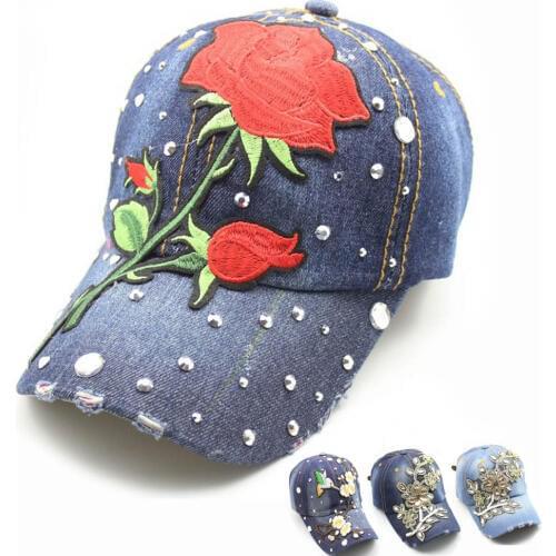 Women Men Unisex Snapback Baseball Cap Hip Hop Cowboy Demin Cotton Flower Ring Kpop Bboy Sport Dad Hat Streetwear Adjustable