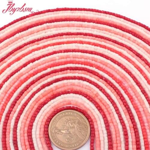 2x2mm Natural Drum Coral Gem Stone Beads Spacer Strand 15" For DIY Necklace Bracelets Jewelry Making,Wholesale Free Shipping