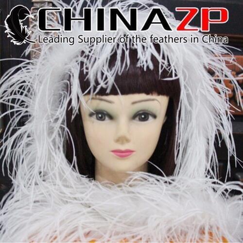CHINAZP Crafts Co. Ltd 2yards/lot 2ply Top Quality Bleached White Ostrich Feather Boas and Scarfs
