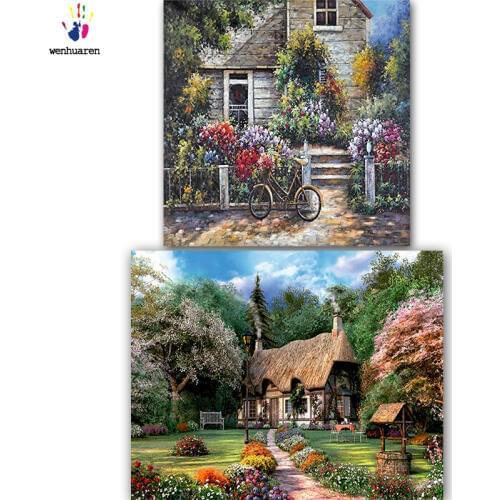 DIY colorings pictures by numbers with colors Beautiful house picture drawing painting by numbers framed Home