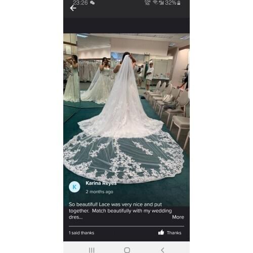 138" Long,110"Wide White/ Ivory 1 Layer Cathedral Wedding Veil Lace Bridal Veil Velo de novia wedding accessories with comb