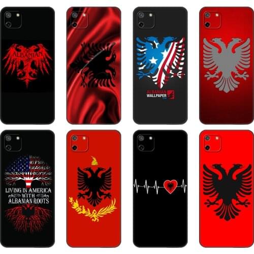 Black tpu Case For OPPO Realme C11 C20 C21 Case Back Cover Bumper Albania Flag