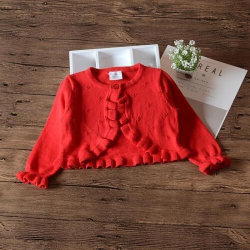 6Month-4 Yrs Red Girls Cardigan Sweater Single Button Jacket Cotton Outerwear Girls Coat 1 2 Years Old Baby Girl Clothes 185056
