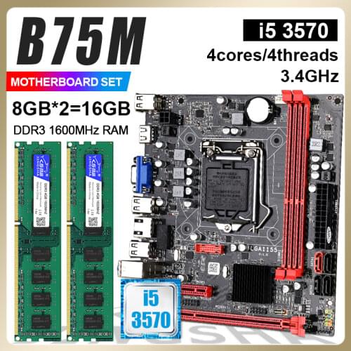 B75 desktop LGA 1155 motherboard set with 16GB Kit = 2 x 8GB ddr3 1600mhz desktop memory Support i3 3240 i5 3570 i7 3770